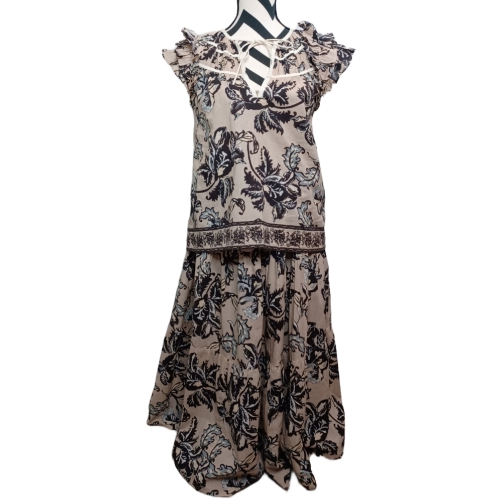 Bindu Isabel Sz S Boho Floral Top & Maxi Skirt Set
